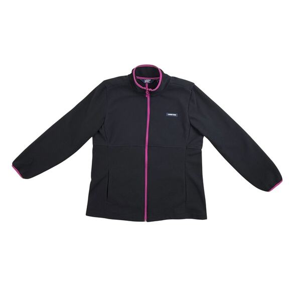 Lands' End Jacket Grid Fleece Full Zip Up Womens XL Black Pink Trim - Picture 3 of 11
